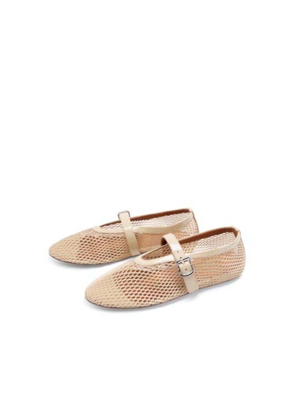 Mesh Ballet Flats Fishnet Mary Jane Adjustable Ankle Strap Round Toe Synthetic